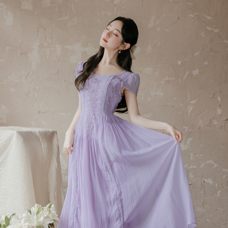1720715907319_771315.jpg French Vintage Embroidered Flowy Slimming Short Sleeve Dress - Style 2e539f