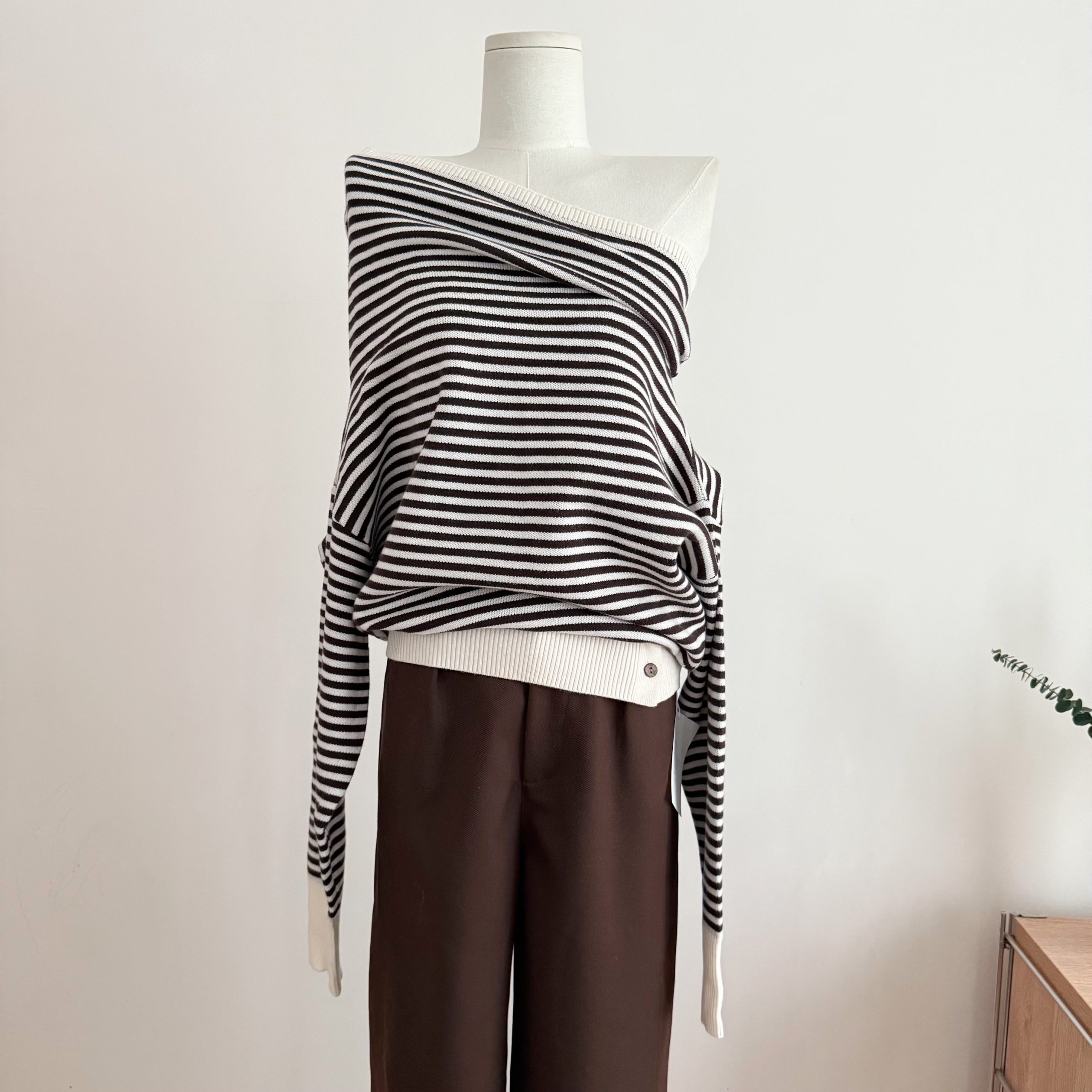 1758017673003_JwHZw3.jpeg Striped Off-Shoulder Knit Sweater for Women Korean Style Casual