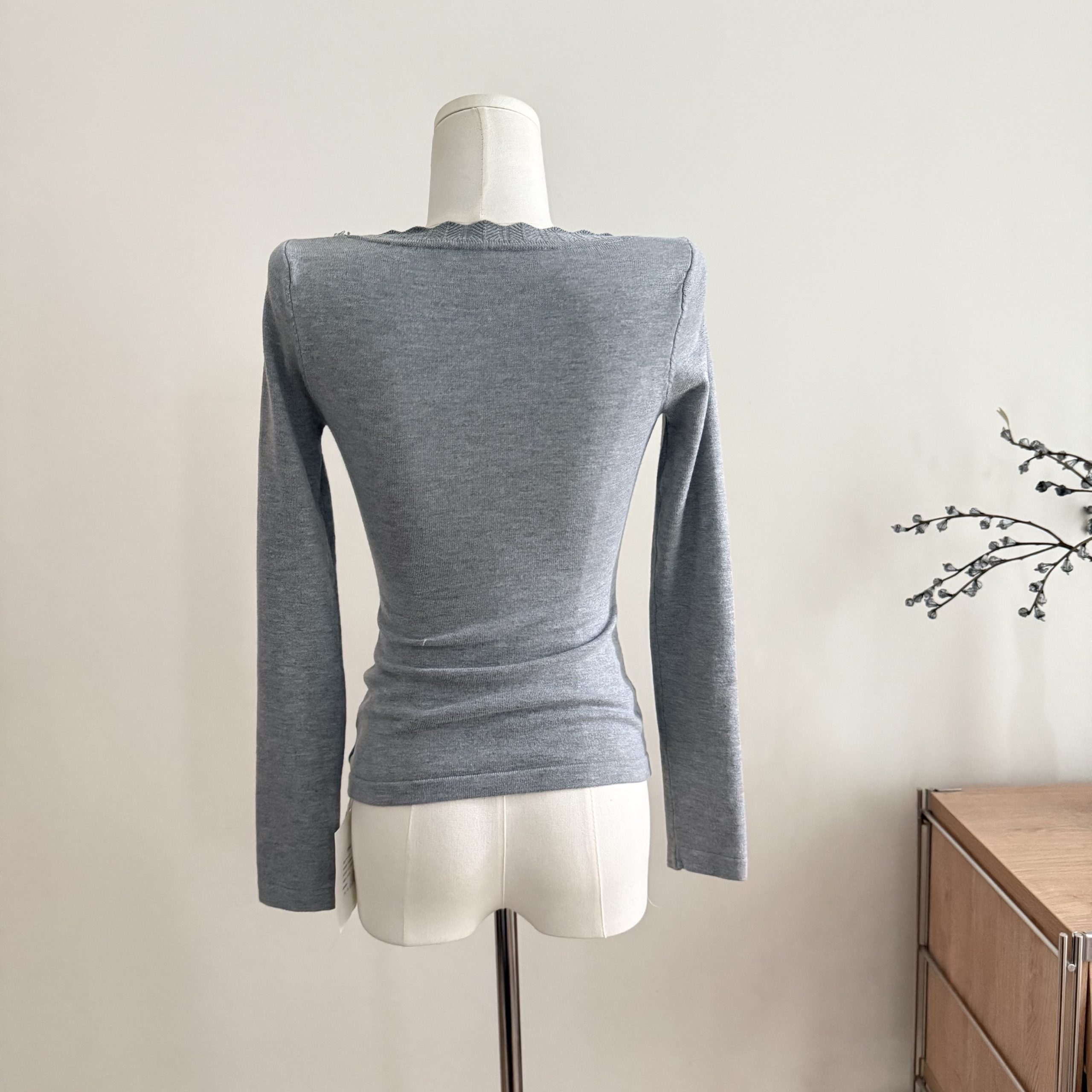 1763453808007_teXjwX.jpeg Suuuicee Women's Knit Base Layer Top with Lace Trim and Round Neck