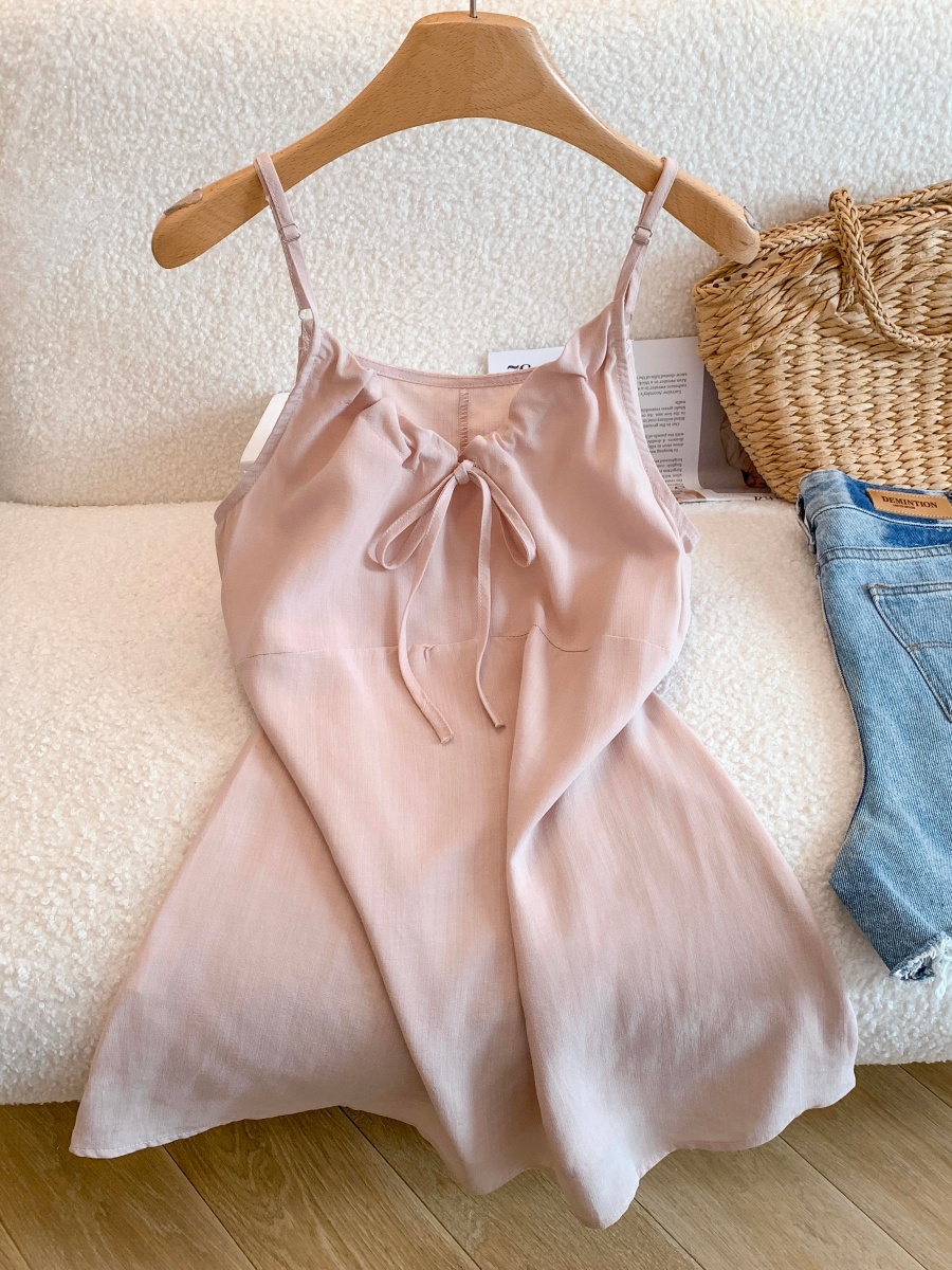 1775830019551_Er1wVy.jpg 2026 Summer White V-Neck Lace-Up Top Women Korean Cami Solid Slimming