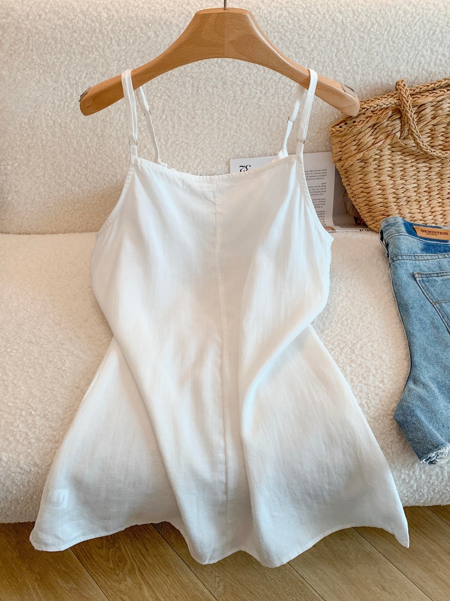1775830026049_bbiXvp.jpg 2026 Summer White V-Neck Lace-Up Top Women Korean Cami Solid Slimming