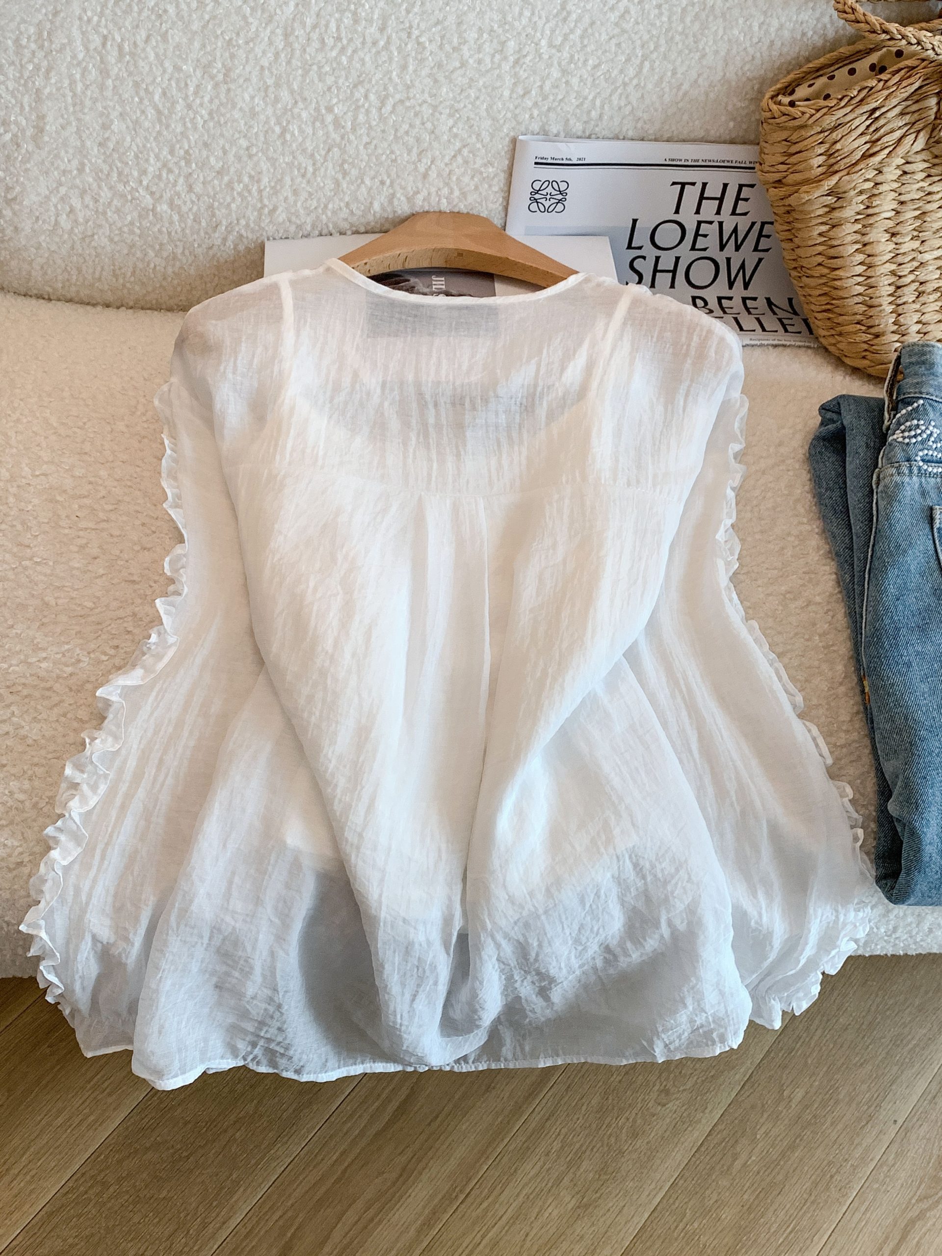 1779286444210_hRLNLR.jpg Sweet Ruffle Bow Tie V-Neck Long Sleeve Women's Shirt Two-Piece Set - Style ccb380