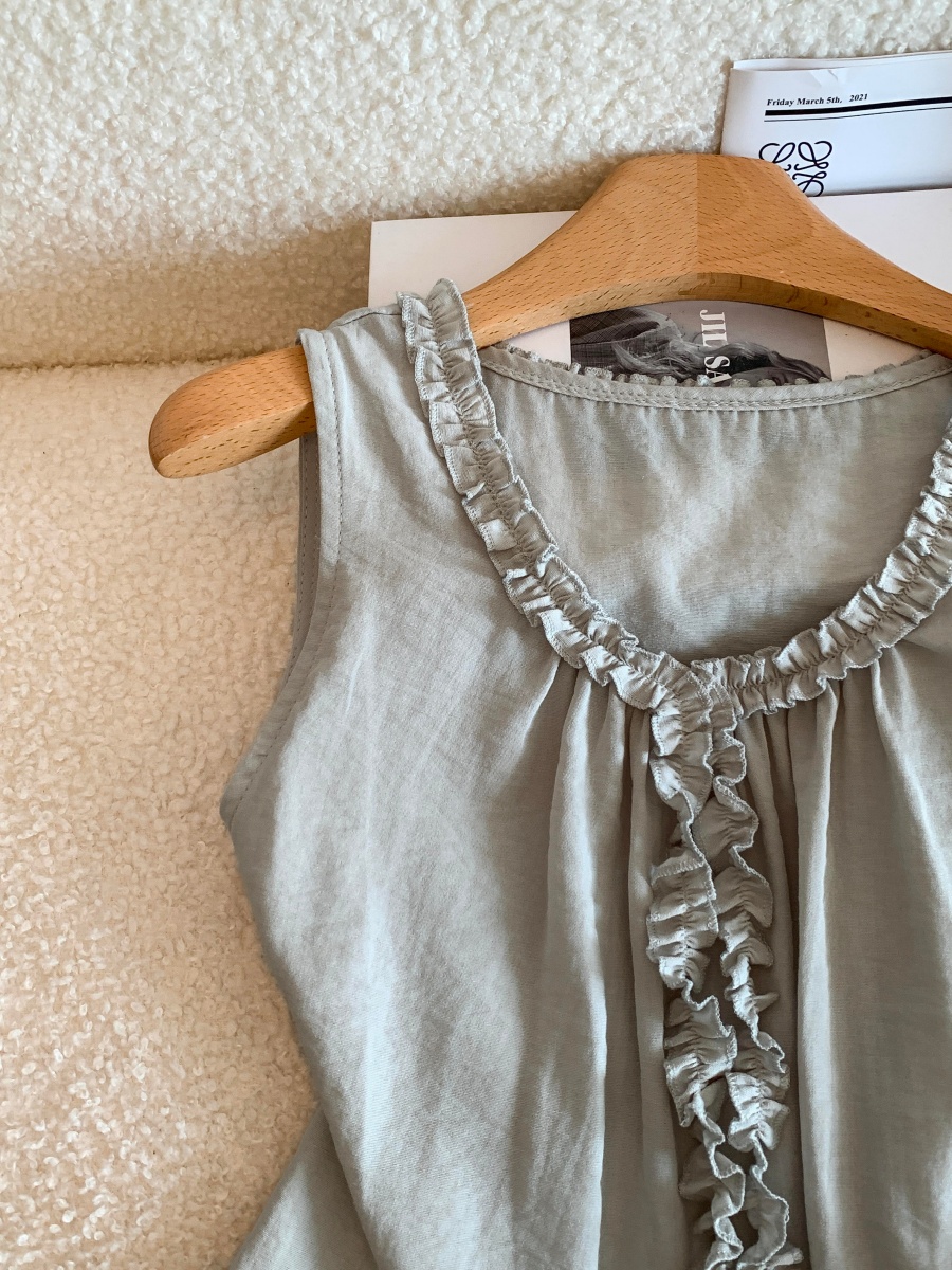 1780495092673_3b8FiQ.jpg Korean Lace Trim Sleeveless Blouse Women Summer Round Neck Loose Fit Top